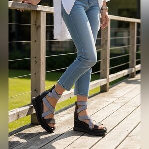 Sorel Joanie III Sport Strap Sandals - Leather Grey&Black